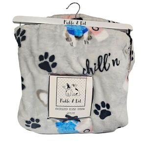 French Bulldogs Plush Throw Blanket - Gray and Blue New